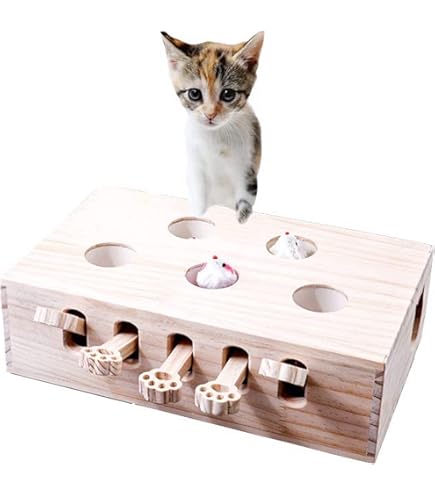 Amazon.co.jp: Jinmoioy 猫 おもちゃ 猫じゃらし 木製 モグラ